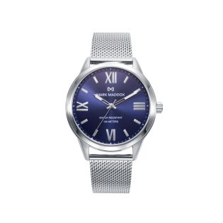 RELOJ MARK MADDOX CABALLERO BRAZALETE MALLA ACERO, ESF. AZUL