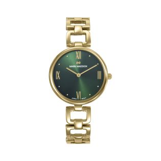RELOJ MARK MADDOZ SEÑORA BRAZALETE ACERO IP DORADO ESF. VERDE 