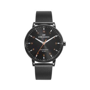 RELOJ MARK MADDOX CAB ACERO MALLA IP NEGRO