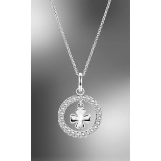 COLGANTE LOTUS SILVER TREBOL CIRCULO CIRCONITAS