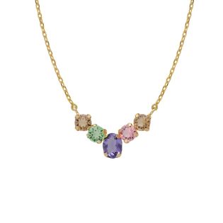 GARGANTILLA VICTORIA CRUZ PLATA DE LEY CHAPADA PIEDRAS COLOR