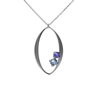 GARGANTILLA VICTORIA CRUZ PLATA DE LEY RODIADA CRISTAL AQUA