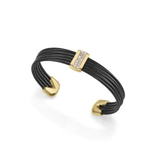 PULSERA VICEROY ACERO IP NEGRO Y DORADO CIRCONITAS 