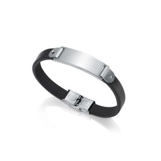 PULSERA VICEROY ACERO PIEL NEGRA