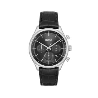 RELOJ BOSS CAB ACERO CORREA ESF NEGRA