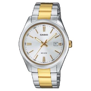 RELOJ CASIO ANALOGICO ACERO BICOLOR BISEL