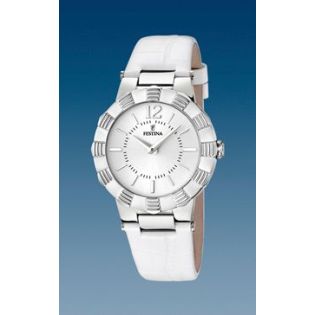 RELOJ FESTINA SRA ACERO CORREA PIEL BLANCA ESF PLATA