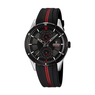 RELOJ FESTINA CAB ACERO MULTF CAUCHO ROJO-NEG