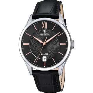 RELOJ FESTINA CAB. ACERO CORREA ESF NEGRO