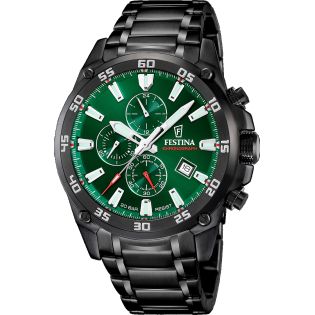RELOJ FESTINA CAB CRONOGRAFO ACERO IP NEGRO ESF VERDE