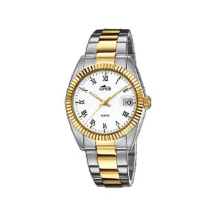 RELOJ LOTUS CAB ACERO BICOLOR ESF BLANCA