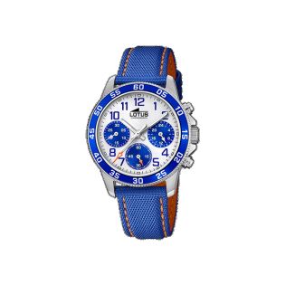 RELOJ LOTUS CADETE CRONO ACERO CORREA ESF BL/AZ