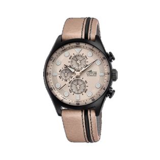 RELOJ LOTUS CAB CRONO ACERO CORREA ESF BEIGE NEGRO