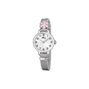 RELOJ LOTUS NIÑA ACERO ESF PLATA FLOR ROSA