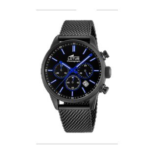 RELOJ LOTUS CAB. CRONOGRAFO MALLA IP NEGRO ESF AZUL