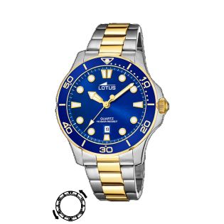 RELOJ LOTUS CAB ACERO BICOLOR ESF AZUL