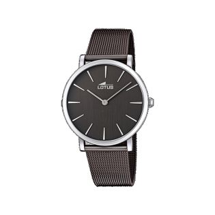 RELOJ LOTUS CAB ACERO IP NEGRO MALLA