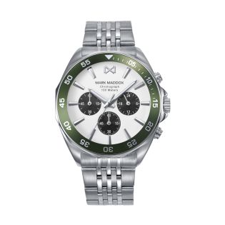 RELOJ MARK MADDOX CABALLERO BRAZALETE ACERO CRONO ESF VERDE