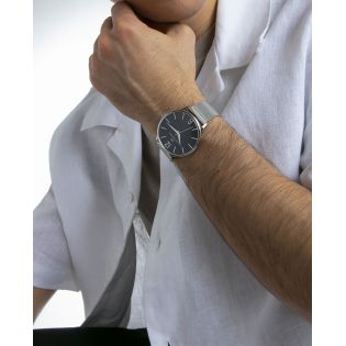 RELOJ MARK MADDOX CABALLERO BRAZALETE MALLA ACERO, ESF. AZUL