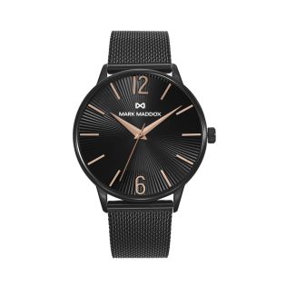 RELOJ MARK MADDOX CAB ACERO IP NEGRO MALLA