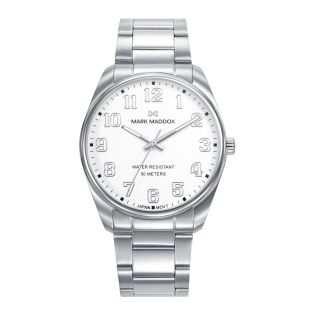 RELOJ MARK MADDOX CABALLERO BRAZALETE ACERO ESF. BLANCA
