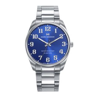 RELOJ MARK MADDOX CABALLERO BRAZALETE ACERO ESF. AZUL 
