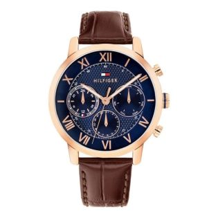 RELOJ TOMMY HILFIGER CAB MULTF. ACERO IP COBRE CORREA ESF AZUL