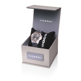 RELOJ VICEROY CAB ACERO ESF MARRON+PULSERA MARRON