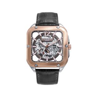 RELOJ VICEROY CAB ACERO AUTOM. IP COBRE CORREA PIEL