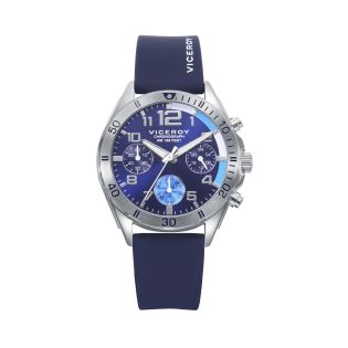 RELOJ VICEROY CADETE CRONO ACERO CORREA AZUL CAUHO 