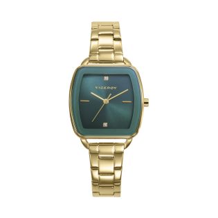 RELOJ VICEROY SRA RECTANGULAR ACERO BRAZALETE IP DORADO ESF VERDE