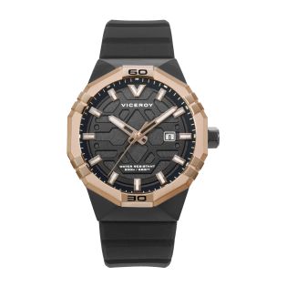 RELOJ VICEROY CAB ACERO IP NEGRO Y ROSA CORREA CAUCHO NEO