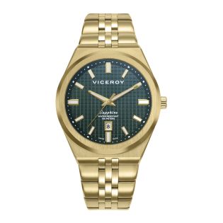 RELOJ VICEROY CAB ACERO BRAZALETE IP DORADO ESF VERDE ZAFIRO SWISS MADE