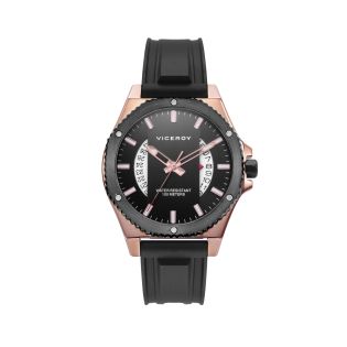 RELOJ VICEROY SRA ACERO IP ROSA Y NEGRO CORREA