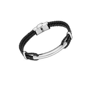 PULSERA LOTUS STYLE CAB ACERO Y PIEL