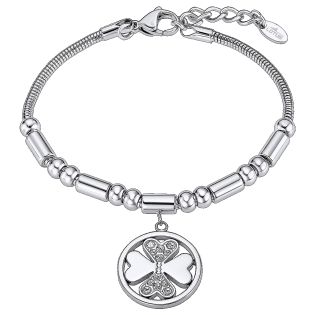 PULSERA LOTUS STYLE ACERO TREBOL CIRCONITAS 