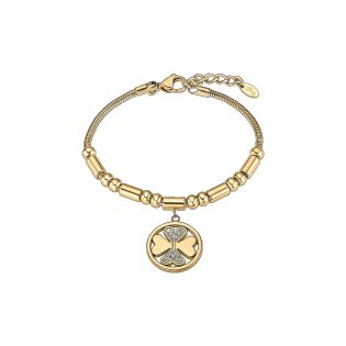PULSERA LOTUS STYLE ACERO IP DORADO TREVOL 
