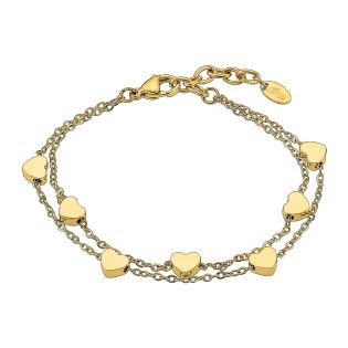 PULSERA LOTUS STYLE ACERO IP DORADO CORAZONES 