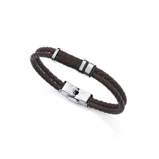 PULSERA VICEROY ACERO PIEL CORDON MARRON