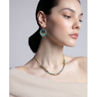 COLGANTE VICEROY ACERO IP DORADO Y PIEDRAS SRA