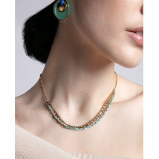 COLGANTE VICEROY ACERO IP DORADO Y PIEDRAS SRA