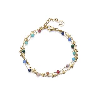 PULSERA VICEROY ACERO IP DORADO PIEDRAS NATURA
