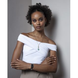 COLGANTE VICEROY ACERO IP DORADO Y PIEDRA NATURAL 