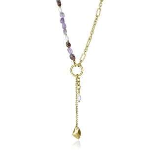 GARGANTILLA VICEROY ACERO Y PIEDRAS NATURALES IP DORADO