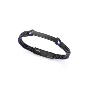 PULSERA VICEROY CAB ACERO Y PIEL IP NEGRO