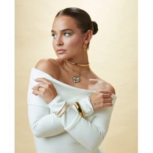 MOTIVO VICEROY COLGANTE ACERO MADRE PERLA IP DORADO LAURA