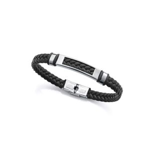 PULSERA VICEROY CAB ACERO Y PIEL TRENZADA