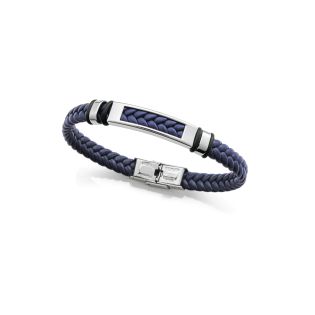 PULSERA VICEROY CAB ACERO Y PIEL TRENZADA AZUL