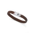 PULSERA VICEROY ACERO Y PIEL MARRON TRENZADA CABALLERO 