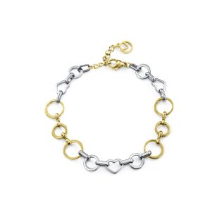 PULSERA VICEROY FASHION ACERO IP DORADO  CORAZONES CADENA 